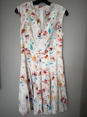 Rebecca Taylor 100% Silk Floral Sleeveless Mini Dress - Size 4